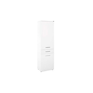 Diamond Çamaşır Sepetli Kapaklı Ve Çekmeceli Çok Amaçlı Dolap - Parlak Lake Beyaz 52x187x38 Cm (gxyx