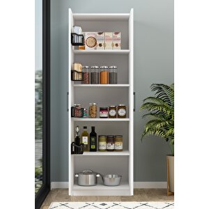 Tiba Erzak Dolabı 4 Sepet Raflı 180 Cm Çok Amaçlı Dolap Banyo Dolabı Beyaz