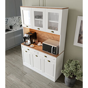 Gözde Kahve Köşesi - 140 Cm Mdf Mutfak Dolabı - Led Aydınlatmalı - Ücretsiz Montaj