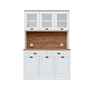 Gözde Kahve Köşesi - 140 Cm Mdf Mutfak Dolabı - Led Aydınlatmalı - Ücretsiz Montaj