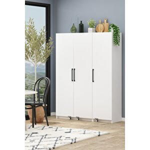 Erzak Dolabı 3 Kapaklı 180 Cm Çok Amaçlı Banyo Kiler Dolabı Beyaz