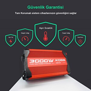 Kobb Kbn3000 12v/220v 3000watt Tam Sinüs Dönüştürücü İnvertör