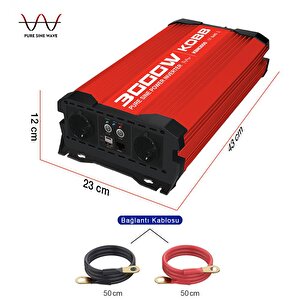 Kobb Kbn3000 12v/220v 3000watt Tam Sinüs Dönüştürücü İnvertör