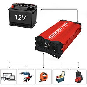 Kobb Kbn3000 12v/220v 3000watt Tam Sinüs Dönüştürücü İnvertör