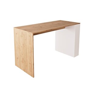Edgar L4810 Mutfak Adası Bar Masası 160 Cm Ahşap Üst Beyaz Alt Çok Amaçlı Depolamalı Oturmalı Masa