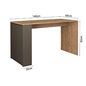 Edgar L4820 Mutfak Adası Bar Masası 160 Cm Antrasit Ahşap Üst Depolamalı Çok Amaçlı Oturmalı Masa
