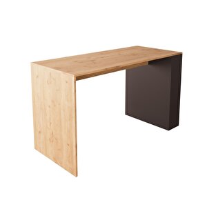 Edgar L4820 Mutfak Adası Bar Masası 160 Cm Antrasit Ahşap Üst Depolamalı Çok Amaçlı Oturmalı Masa