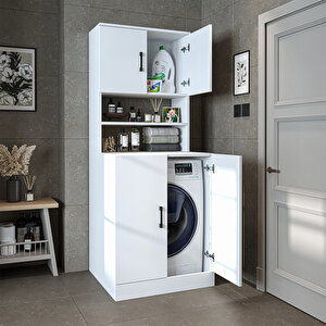 Çamaşır-kurutma Makinesi Dolabı Kapaklı Banyo Dolabı Beyaz