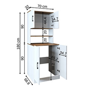 Çamaşır-kurutma Makinesi Dolabı Kapaklı Banyo Dolabı Atlantik Çam - Beyaz