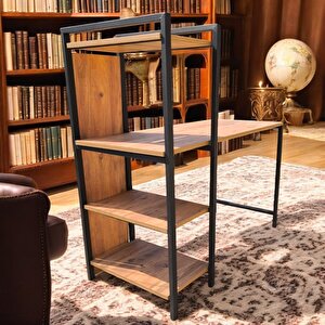 Lüks Çalişma Ofi̇s Bi̇lgi̇sayar Masasi Ki̇taplikli  3 Rafli Cevi̇z 120 Cm * 52 Cm * 119 Cm