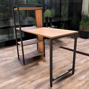 Lüks Çalişma Ofi̇s Bi̇lgi̇sayar Masasi Ki̇taplikli  3 Rafli Cevi̇z 120 Cm * 52 Cm * 119 Cm