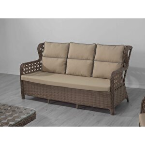 Metatek Artos Rattan Bahçe Takımı 3+1+1+Masa Kahve Cappucino