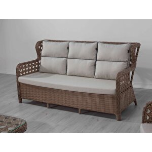 Metatek Artos Rattan Bahçe Takımı 3+1+1+Masa Kahverengi