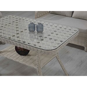 Nova Rattan Bahçe Takımı 2+1+1+Masa Krem