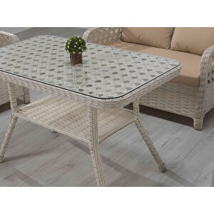 Nova Rattan Bahçe Takımı 3+1+1+Masa Krem