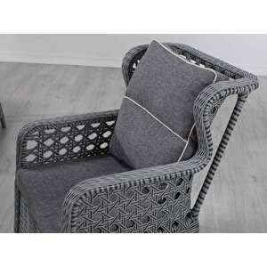 Metatek Artos Rattan Bahçe Takımı 3+1+1+Masa Gri