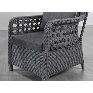 Metatek Artos Rattan Bahçe Takımı 3+1+1+Masa Gri