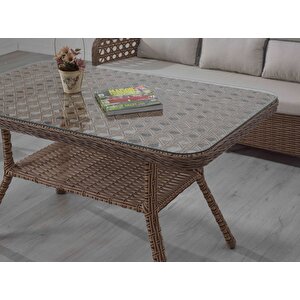 Nova Rattan Bahçe Takımı 2+1+1+Masa Kahverengi