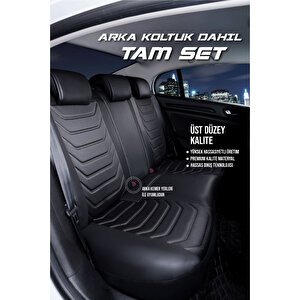 Fiat Doblo 2010-2015 2+1 Parçalı Lüx Deri Oto Koltuk Kılıfı Ön Arka Takım Eagle Si̇yah Beyaz Siyah - Beyaz