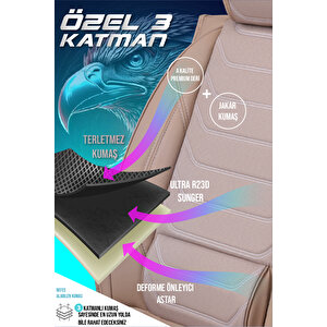 Daihatsu Yrv 2+1 Parçalı Lüx Deri Oto Koltuk Kılıfı Ön Arka Takım Eagle Bej