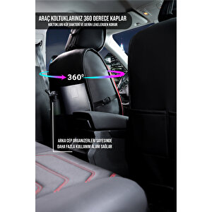 Ford Tourneo Courier 2+1 Parçalı Lüx Deri Oto Koltuk Kılıfı Ön Arka Takım Eagle Si̇yah Kirmizi