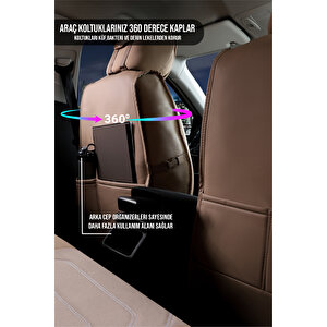 Ford Tourneo Connect 2+1 Parçalı Lüx Deri Oto Koltuk Kılıfı Ön Arka Takım Eagle Bej