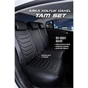 Fiat Fiorino Panorama 2+1 Parçalı Lüx Deri Oto Koltuk Kılıfı Ön Arka Takım Eagle Tam Si̇yah Siyah