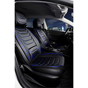 Ford Tourneo Connect 2+1 Parçalı Lüx Deri Oto Koltuk Kılıfı Ön Arka Takım Eagle Si̇yah Mavi̇ Siyah - Mavi