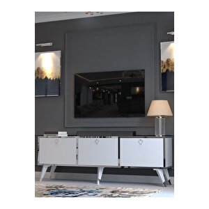 Festival Silver Tv Sehpası Sp-m1001-1 Beyaz Parlak Minifiks Bağlantı