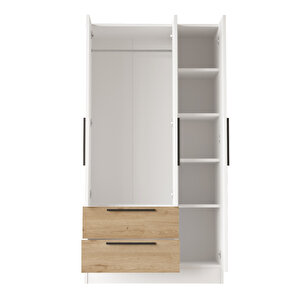 Robin Home lukas 3 Kapaklı 2 Çekmeceli Gardırop Elbise Dolabı Sepet-beyaz