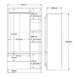 Robin Home lukas 3 Kapaklı 2 Çekmeceli Gardırop Elbise Dolabı Sepet-beyaz