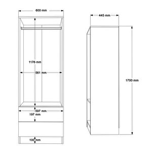 Robin Home lukas 2 Kapaklı 2 Çekmeceli Gardırop Elbise Dolabı Sepet-beyaz