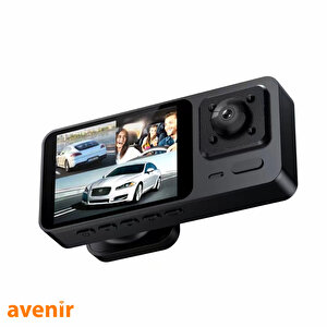 Av-c231 Siyah 1080p Araç Içi 3 Kameralı Lcd Ekranlı Gece Görüşlü , G-sensör , Geri Görüş Kamera