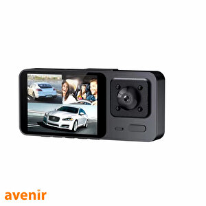 Av-c231 Siyah 1080p Araç Içi 3 Kameralı Lcd Ekranlı Gece Görüşlü , G-sensör , Geri Görüş Kamera