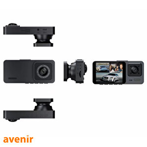 Av-c231 Siyah 1080p Araç Içi 3 Kameralı Lcd Ekranlı Gece Görüşlü , G-sensör , Geri Görüş Kamera