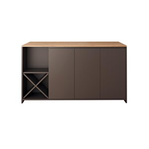 Bimossa Gustav L4720 Mutfak Adası 160 Cm – Antrasit Ahşap Üst Bar Masası, Çok Amaçlı, Depolamalı Açık Raflı Dolap