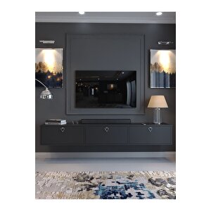 Festival Tv Sehpası Dv-1001-p1-4 Silver Kulp Antrasit Minifiks Bağlantı Duvara Monte Tv Ünitesi