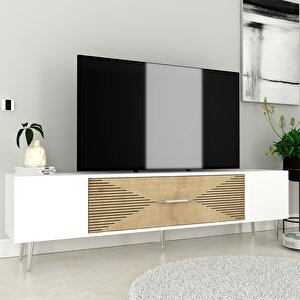 Motif Tv Sehpası Tv Ünitesi Beyaz Safirmeşe Gümüş