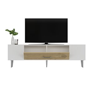 Camilla Tv Sehpası Tv Ünitesi Beyaz Safirmeşe Gümüş