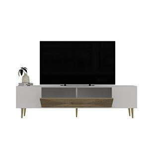 Motif Tv Sehpası Tv Ünitesi Beyaz Safirmeşe Altın
