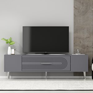 Camilla Tv Sehpası Tv Ünitesi Antrasit Gümüş