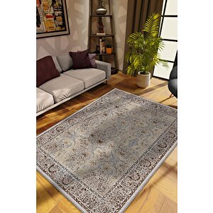 Şimdi Yada Asla Etnik Desenli Halı Geometrik Salon Halısı Bej Renkli Oturma Odası Halısı 200x300 cm