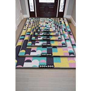 Homshtag Vazgeçme Geometrik Desenli Salon Halısı Çok Renkli Oturma Odası Halısı Dekoratif Halı