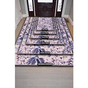 Homshtag Sadece Şu An Çiçek Desenli Salon Halısı Pembe Renkli Oturma Odası Halısı Dekoratif Halı