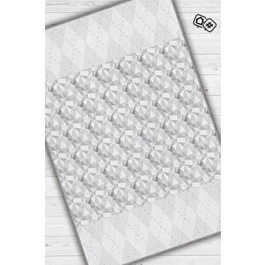Boşver Geometrik Desenli Salon Halısı Siyah Renkli Oturma Odası Halısı Dekoratif Halı 80x120 cm