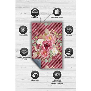 Homshtag Evet Çiçek Desenli Salon Halısı Çok Renkli Oturma Odası Halısı Çizgili Modern Halı