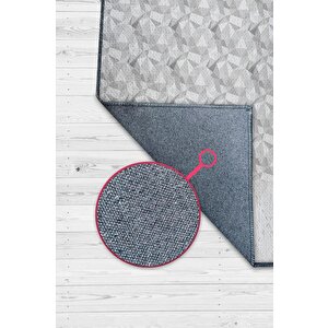 Homshtag Boşver Geometrik Desenli Salon Halısı Siyah Renkli Oturma Odası Halısı Dekoratif Halı