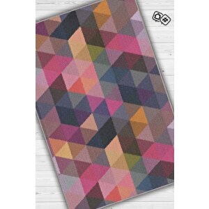 Şimdi Değilse Ne Zaman Geometrik Desenli Salon Halısı Çok Renkli Oturma Odası Halısı 200x300 cm