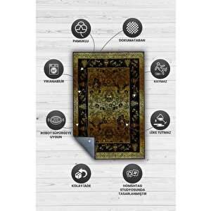 Homshtag Ben Değil Tarzım Zengin Etnik Desenli Gölgeli Salon Halısı Yeşil Renkli Oturma Odası Halısı