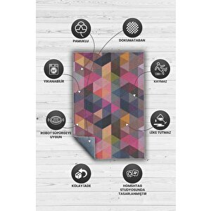 Homshtag Şimdi Değilse Ne Zaman Geometrik Desenli Salon Halısı Çok Renkli Oturma Odası Halısı